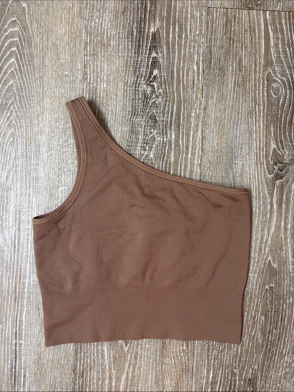 Athleta One-Shoulder Ribbed Crop Top - Chestnut